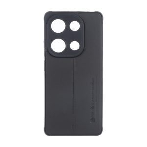 قاب Puloka طرح چرم دوخت دار محافظ لنزدار Xiaomi Redmi Note 14S / Note 13 Pro 4G / Poco M6 Pro 4G - مشکی