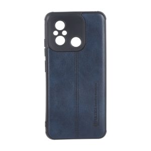 قاب Puloka طرح چرم دوخت دار محافظ لنزدار Xiaomi Redmi 12C / Redmi 11A / Poco C55 - سرمه ای