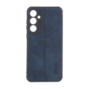 قاب Puloka طرح چرم دوخت دار محافظ لنزدار Samsung Galaxy S23 FE - سرمه ای
