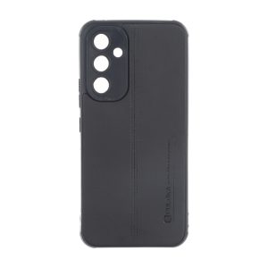 قاب Puloka طرح چرم دوخت دار محافظ لنزدار Samsung Galaxy A54 - مشکی