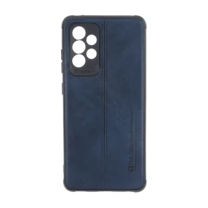 قاب Puloka طرح چرم دوخت دار محافظ لنزدار Samsung Galaxy A52 / A52s - سرمه ای