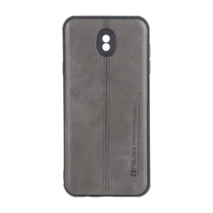 قاب Puloka طرح چرم دوخت دار محافظ لنزدار Samsung Galaxy J7 Pro / J730 - طوسی