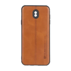 قاب Puloka طرح چرم دوخت دار محافظ لنزدار Samsung Galaxy J7 Pro / J730 - قهوه ای