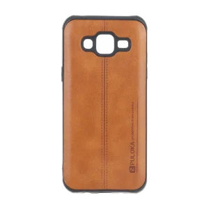 قاب Puloka طرح چرم دوخت دار محافظ لنزدار Samsung Galaxy J5 (2015) / J500 - قهوه ای