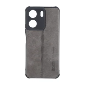 قاب Puloka طرح چرم دوخت دار محافظ لنزدار Xiaomi Redmi 13C / Poco C65 - طوسی