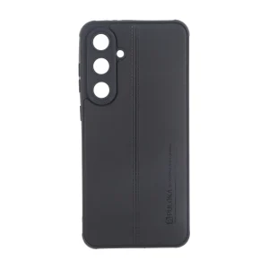 قاب Puloka طرح چرم دوخت دار محافظ لنزدار Samsung Galaxy S24 FE - مشکی