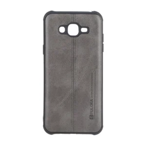 قاب Puloka طرح چرم دوخت دار محافظ لنزدار Samsung Galaxy J7 (2015) / J700 - طوسی