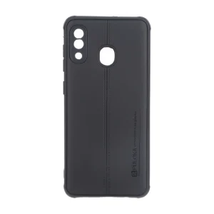 قاب Puloka طرح چرم دوخت دار محافظ لنزدار Samsung Galaxy A30 / A20 - مشکی