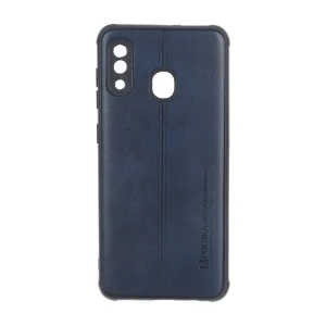 قاب Puloka طرح چرم دوخت دار محافظ لنزدار Samsung Galaxy A30 / A20 - سرمه ای