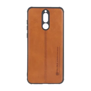 قاب Puloka طرح چرم دوخت دار محافظ لنزدار Huawei Mate 10 Lite - قهوه ای