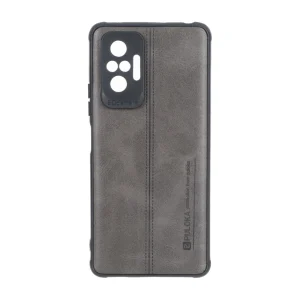 قاب Puloka طرح چرم دوخت دار محافظ لنزدار Xiaomi Redmi Note 10 Pro 4G / Redmi Note 10 Pro Max - طوسی