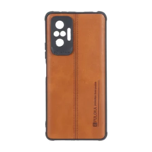 قاب Puloka طرح چرم دوخت دار محافظ لنزدار Xiaomi Redmi Note 10 Pro 4G / Redmi Note 10 Pro Max - قهوه ای