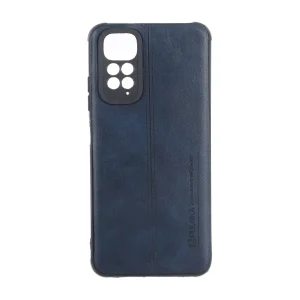 قاب Puloka طرح چرم دوخت دار محافظ لنزدار Xiaomi Redmi Note 11 4G / Redmi Note 11S - سرمه ای