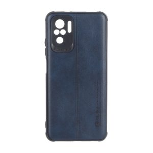 قاب Puloka طرح چرم دوخت دار محافظ لنزدار Xiaomi Redmi Note 10 4G / Redmi Note 10S / Poco M5S - سرمه ای