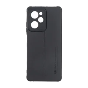 قاب Puloka طرح چرم دوخت دار محافظ لنزدار Xiaomi Poco X5 Pro 5G - مشکی