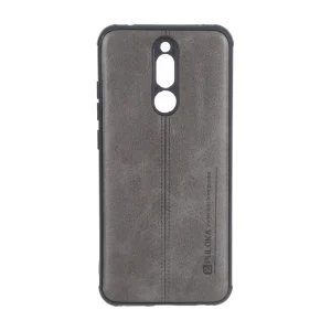 قاب Puloka طرح چرم دوخت دار محافظ لنزدار Xiaomi Redmi 8 - طوسی