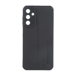 قاب Puloka طرح چرم دوخت دار محافظ لنزدار Samsung Galaxy A15 - مشکی