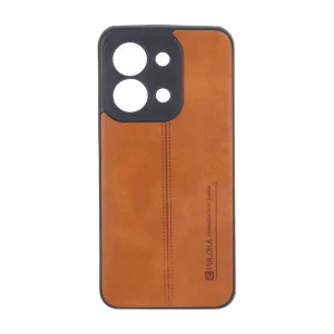 قاب Puloka طرح چرم دوخت دار محافظ لنزدار نسخه گلوبال Xiaomi Redmi 15C / Poco C85 - قهوه ای