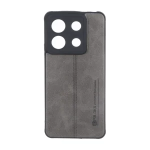 قاب Puloka طرح چرم دوخت دار محافظ لنزدار Xiaomi Redmi Note 13 Pro 5G / Poco X6 5G - طوسی