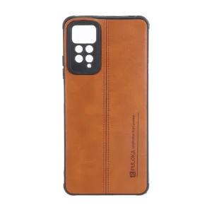 قاب Puloka طرح چرم دوخت دار محافظ لنزدار Xiaomi Redmi Note 12 Pro 4G / Redmi Note 11 Pro - قهوه ای
