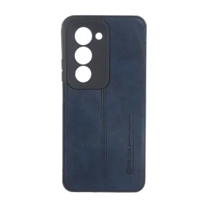 قاب Puloka طرح چرم دوخت دار محافظ لنزدار Xiaomi Redmi 15 4G - سرمه ای