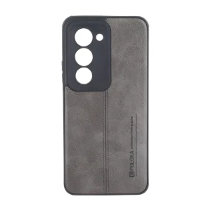 قاب Puloka طرح چرم دوخت دار محافظ لنزدار Xiaomi Redmi 15 4G - طوسی