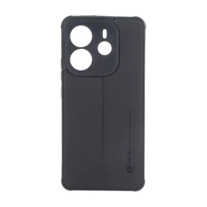 قاب Puloka طرح چرم دوخت دار محافظ لنزدار Xiaomi Redmi Note 14 4G - مشکی