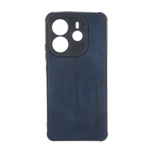 قاب Puloka طرح چرم دوخت دار محافظ لنزدار Xiaomi Redmi Note 14 4G - سرمه ای