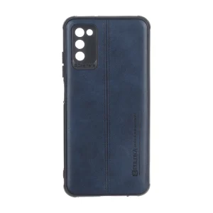 قاب Puloka طرح چرم دوخت دار محافظ لنزدار Samsung Galaxy A03s / A02s - سرمه ای