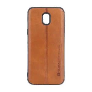 قاب Puloka طرح چرم دوخت دار Samsung Galaxy J5 Pro / J530 - قهوه ای