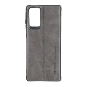قاب Puloka طرح چرم دوخت دار Samsung Galaxy Note20 - طوسی