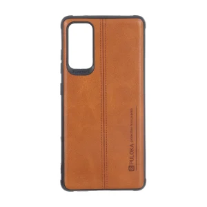 قاب Puloka طرح چرم دوخت دار Samsung Galaxy S20 FE - قهوه ای