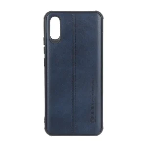 قاب Puloka طرح چرم دوخت دار Xiaomi Redmi 9A / Redmi 9A Sport / Redmi 9AT - سرمه ای