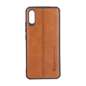 قاب Puloka طرح چرم دوخت دار Xiaomi Redmi 9A / Redmi 9A Sport / Redmi 9AT - قهوه ای