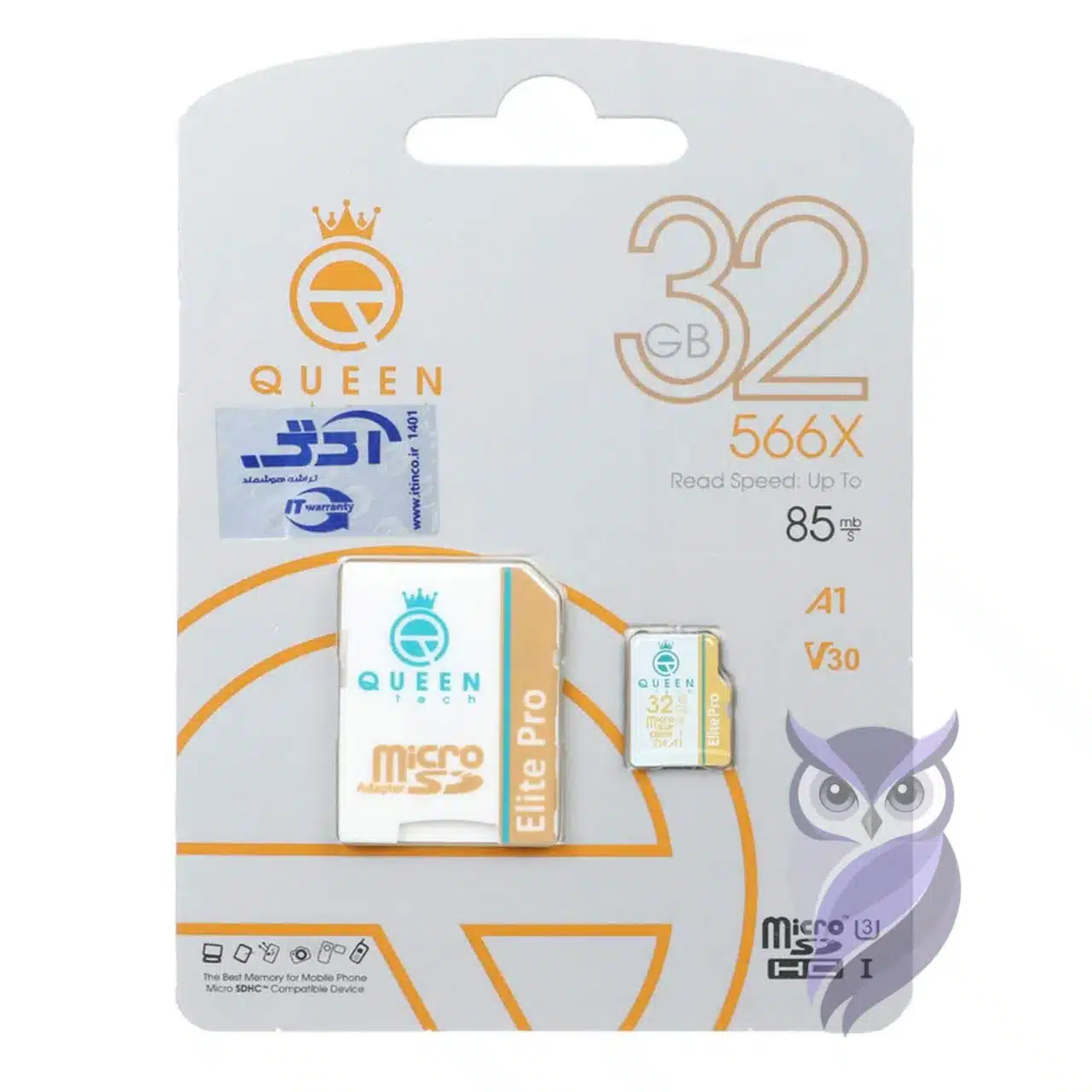 کارت حافظه Queen tech مدل 566X ظرفیت 32GB سفید طلایی